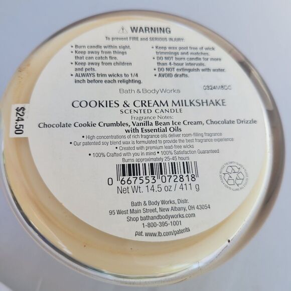 NEW COOKIES & CREAM MILKSHAKE CHOCOLATE SCENT candle with lid NWT - Picture 4 of 4